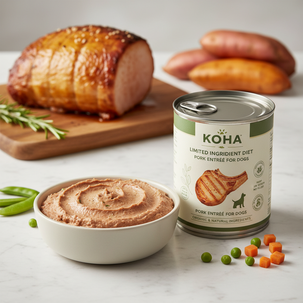 https://farmorganic.shop/products/koha-limited-ingredient-diet-pork-entree-for-dogs-sensitive-stomach-canned-dog-food-high-protein-no-fillers-pate-dog-food-13-oz-pack-of-12 - https://www.farmorganic.shop