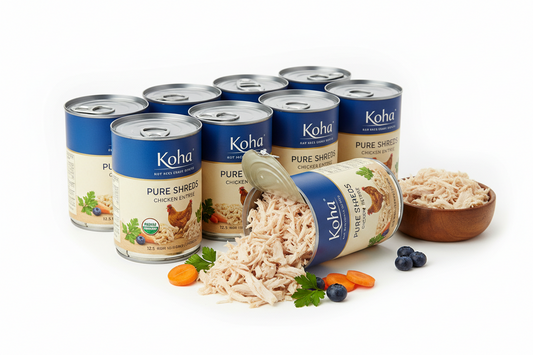 https://farmorganic.shop/products/koha-pure-shreds-chicken-entree-for-dogs-12-5oz-cans-pack-of-12 - https://www.farmorganic.shop