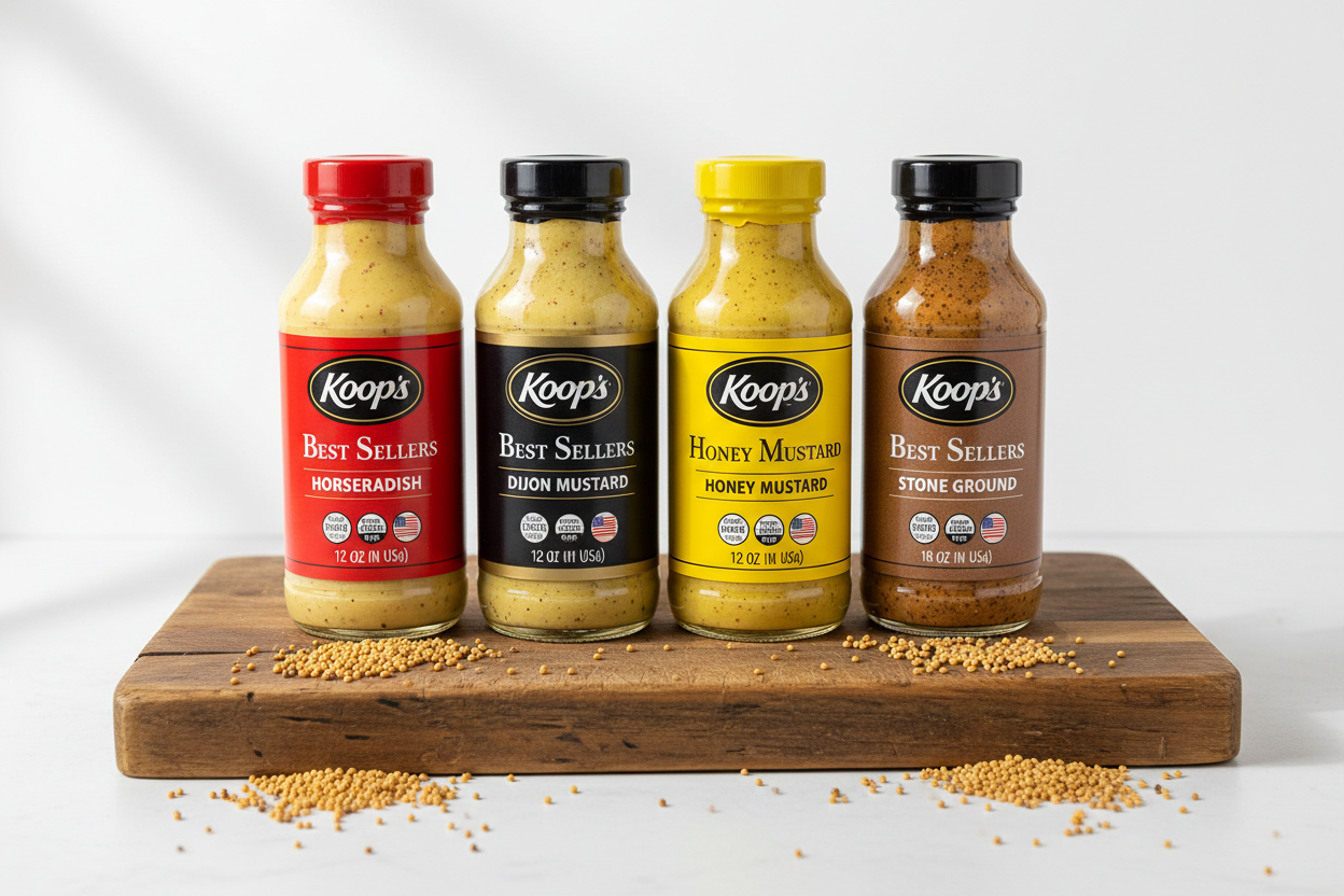 https://farmorganic.shop/products/koops-best-sellers-mustard-variety-pack-horseradish-dijon-honey-mustard-stone-ground-gluten-free-kosher-made-in-usa-from-quality-mustard-seeds-12-oz-pack-of-4