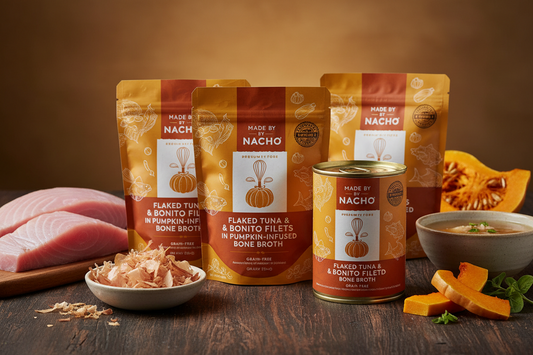 https://farmorganic.shop/products/made-by-nacho-flaked-filets-recipe-in-bone-broth-grain-free-chefs-selects-wet-food-for-cats-balanced-diet-in-naturally-hydrating-pumpkin-infused-broth-3-0-oz-pack-of-12-tuna-bonito - https://www.farmorganic.shop