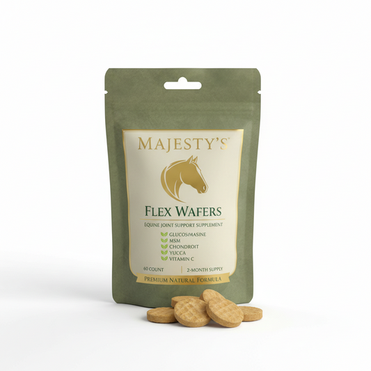 https://farmorganic.shop/products/majestys-flex-wafers-superior-horse-equine-joint-support-supplement-glucosamine-msm-chondroitin-yucca-vitamin-c-60-count-2-month-supply