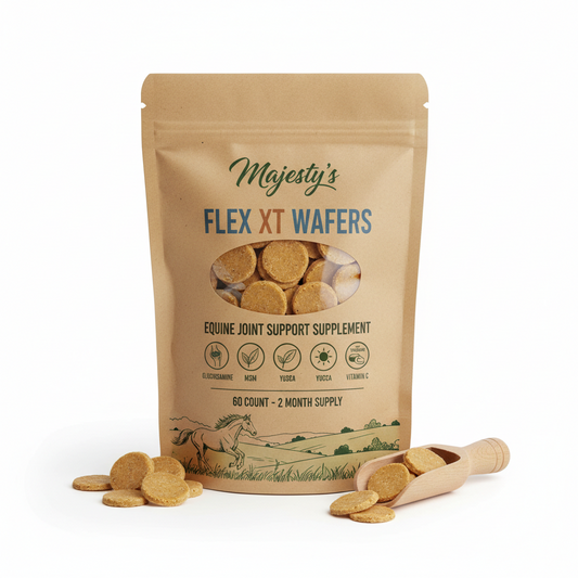 https://farmorganic.shop/products/majestys-flex-xt-wafers-superior-horse-equine-joint-support-with-increased-supplement-levels-glucosamine-msm-yucca-vitamin-c-60-count-2-month-supply