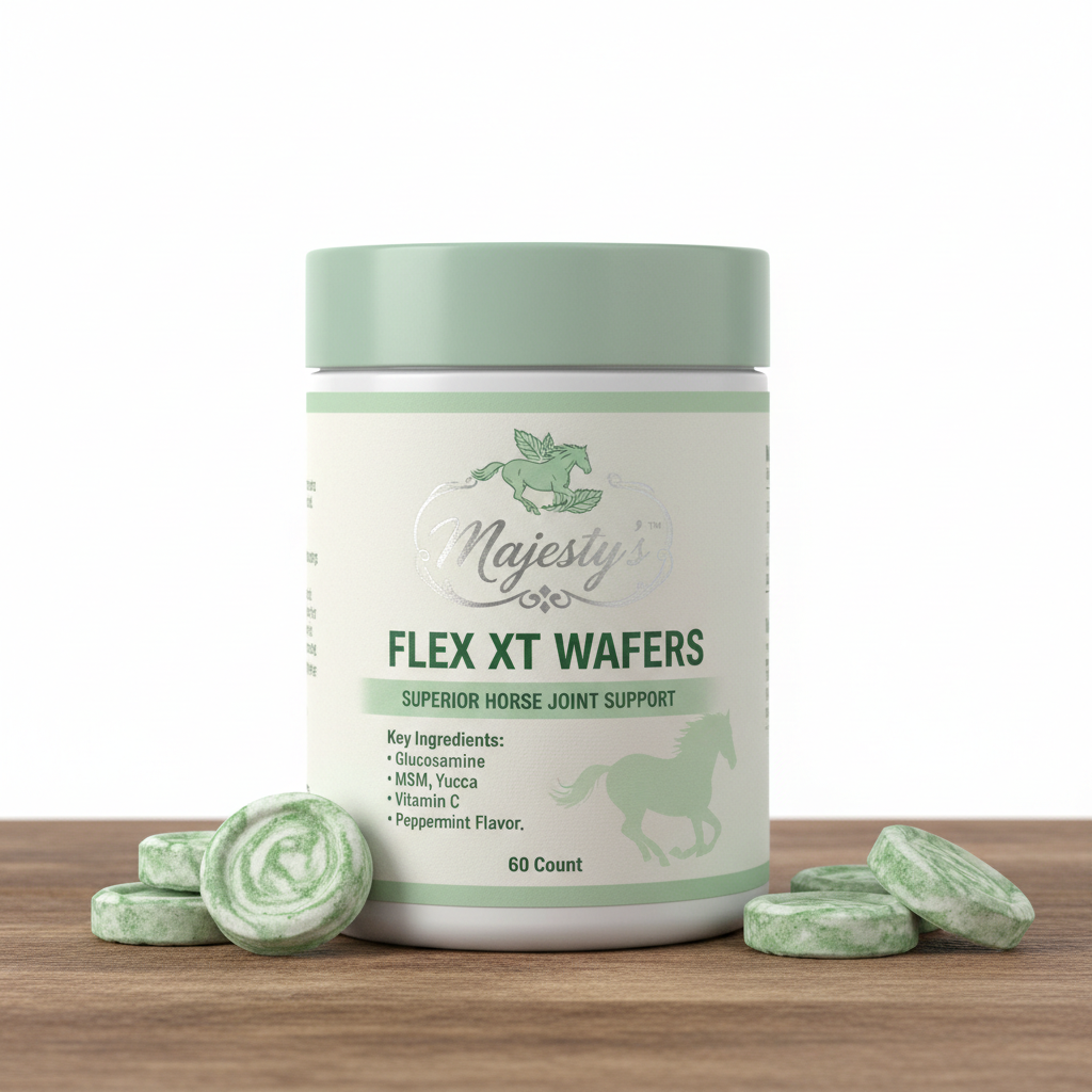https://farmorganic.shop/products/majestys-flex-xt-wafers-superior-horse-equine-joint-support-with-increased-supplement-levels-glucosamine-msm-yucca-vitamin-c-peppermint-60-count
