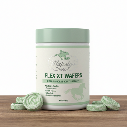 https://farmorganic.shop/products/majestys-flex-xt-wafers-superior-horse-equine-joint-support-with-increased-supplement-levels-glucosamine-msm-yucca-vitamin-c-peppermint-60-count