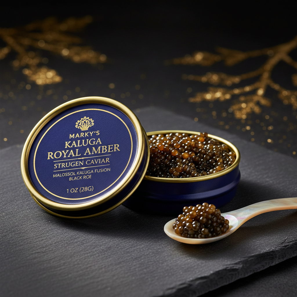 https://farmorganic.shop/products/markys-kaluga-royal-amber-sturgeon-caviar-1-oz-28-g-malossol-kaluga-fusion-black-roe-guaranteed-overnight
