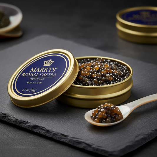 https://farmorganic.shop/products/markys-royal-amber-osetra-sturgeon-black-caviar-1-75-oz-50-g-malossol-ossetra-black-roe-guaranteed-overnight
