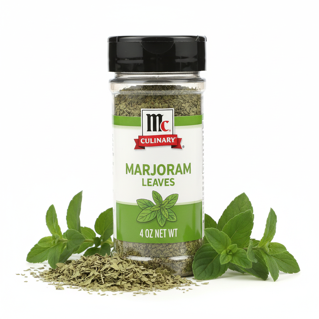 https://farmorganic.shop/products/mccormick-culinary-marjoram-leaves-4-oz-one-4-ounce-container-of-marjoram-spice-for-a-bitter-minty-flavor-ideal-in-stews-salads-pork-and-beef-dishes-and-sauces