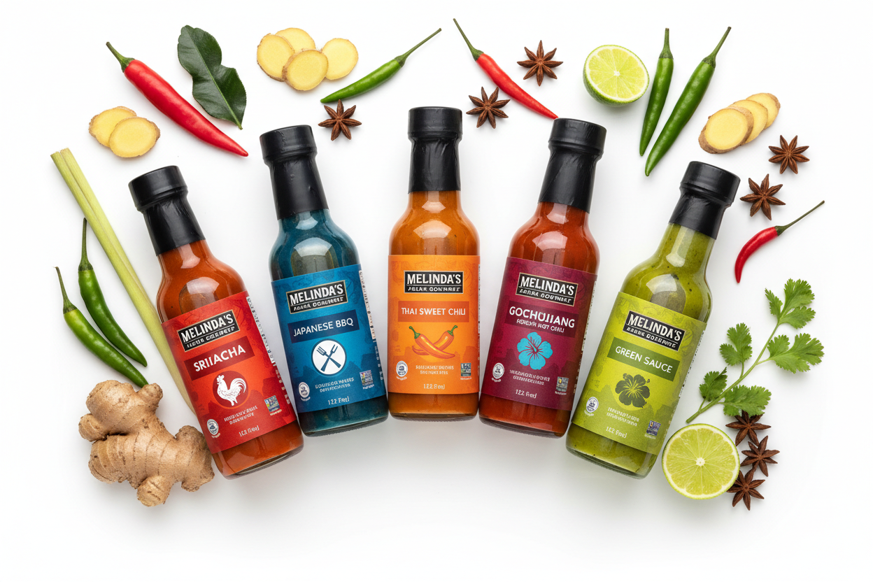 https://farmorganic.shop/products/melinda-s-asian-gourmet-hot-sauce-variety-pack-with-sriracha-japanese-bbq-thai-sweet-chili-gochujang-korean-hot-chili-polynesian-green-sauces-non-gmo-gluten-free-12-oz-6-pack