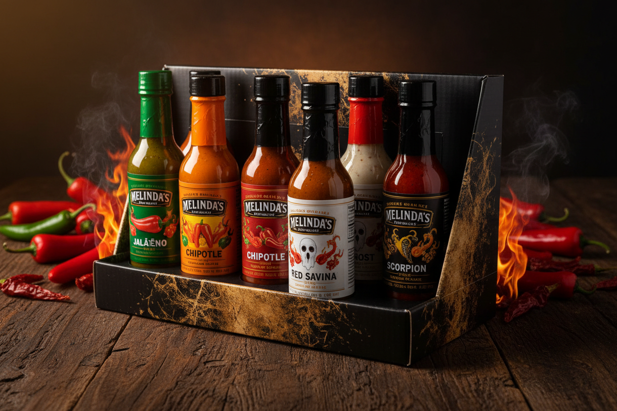 https://farmorganic.shop/products/melinda-s-pepper-sauce-challenge-collection-extra-spicy-gourmet-hot-sauce-gift-set-includes-jalapeno-extra-hot-habanero-chipotle-red-savina-ghost-scorpion-5-oz-6-pack - https://www.farmorganic.shop