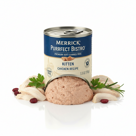 https://farmorganic.shop/products/merrick-purrfect-bistro-grain-free-premium-soft-canned-pate-chicken-wet-cat-food-kitten-dinner-recipe-5-5-oz-can - https://www.farmorganic.shop