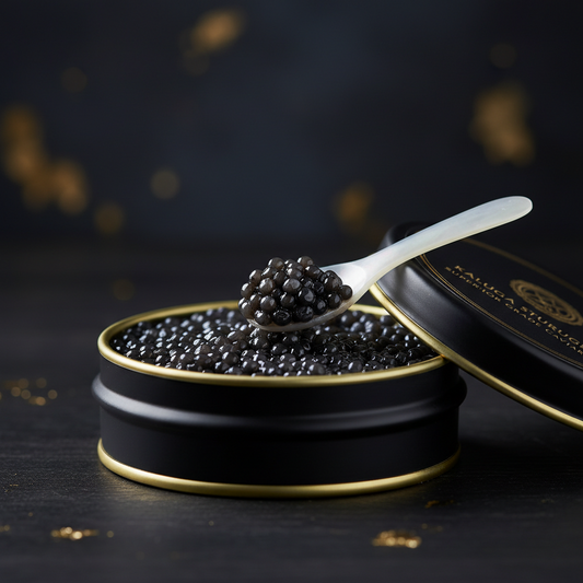OVERNIGHT SHIPPING- OLMA Kaluga Sturgeon Black Caviar - Large Pearly Grains, Smooth Flavor, Superior Grade - 1 oz / 28 g