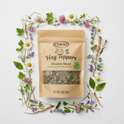 https://farmorganic.shop/products/oxbow-hay-toppers-meadow-blend-bunny-treats-foraging-enrichment-for-rabbits-chinchillas-guinea-pigs-and-other-small-herbivores-timothy-hay-topper-premium-rabbit-food-additive-2oz - https://www.farmorganic.shop
