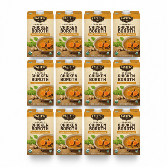 https://farmorganic.shop/products/pacific-foods-organic-chicken-bone-broth-with-ginger-turmeric-and-black-pepper-32-oz-carton-12-pack - https://www.farmorganic.shop