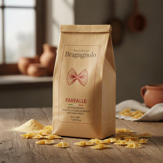 https://farmorganic.shop/products/pastificio-bragagnolo-farfalle-831-bronze-drawn-100-italian-pasta-made-with-durum-wheat-semolina-flour-non-gmo-1-pound-bag-consistently-al-dente - https://www.farmorganic.shop
