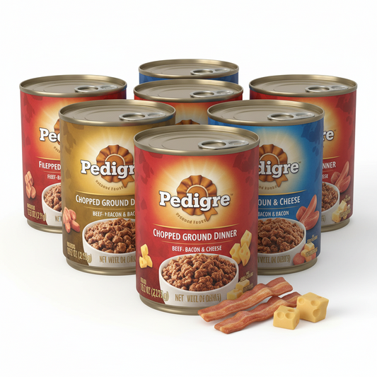 https://farmorganic.shop/products/pedigree-chopped-ground-dinner-adult-canned-soft-wet-dog-food-variety-pack-filet-mignon-bacon-flavor-and-beef-bacon-cheese-flavor-12-13-2-oz-cans - https://www.farmorganic.shop
