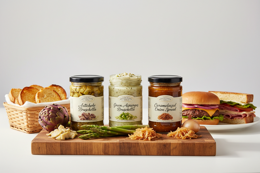 https://farmorganic.shop/products/perfect-choice-variety-pack-with-delicious-artichoke-bruschetta-green-asparagus-bruschetta-caramelized-onion-ready-to-eat-spread-ideal-for-burgers-sandwiches-meats-and-more-pack-of-3