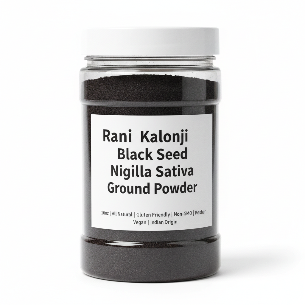 https://farmorganic.shop/products/rani-kalonji-black-seed-nigella-sativa-black-cumin-ground-powder-16oz-1lb-454g-pet-jar-all-natural-gluten-friendly-non-gmo-kosher-vegan-indian-origin - https://www.farmorganic.shop