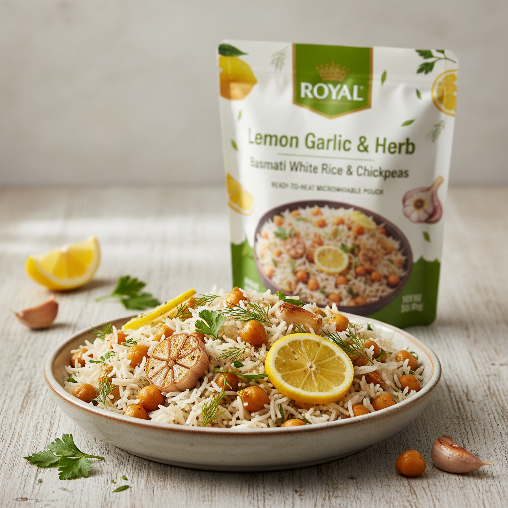https://farmorganic.shop/products/royal-lemon-garlic-and-herb-basmati-white-rice-and-chickpeas-ready-to-heat-basmati-rice-6-pack-8-5-oz-microwaveable-pouch