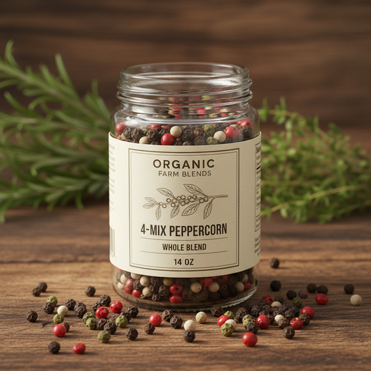 https://farmorganic.shop/products/spiceology-4-mix-peppercorn-bold-aromatic-complex-pepper-blend-whole-black-white-green-pink-peppercorns-perfect-for-grinders-rubs-sauces-marinades-freshly-packed-14-oz - https://www.farmorganic.shop