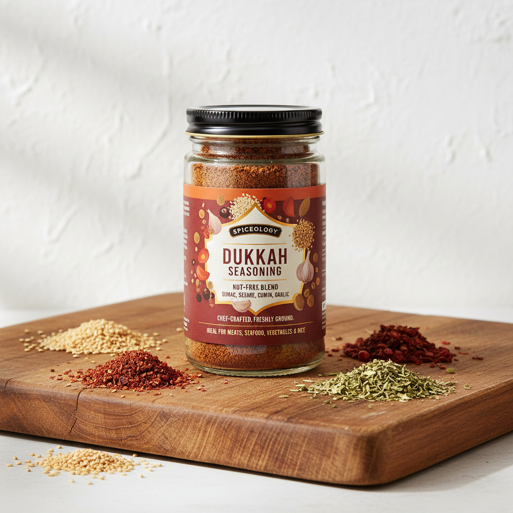 https://farmorganic.shop/products/spiceology-dukkah-seasoning-nut-free-spice-blend-with-sumac-sesame-cumin-garlic-ideal-for-meats-seafood-vegetables-rice-chef-crafted-freshly-ground-18-oz - https://www.farmorganic.shop