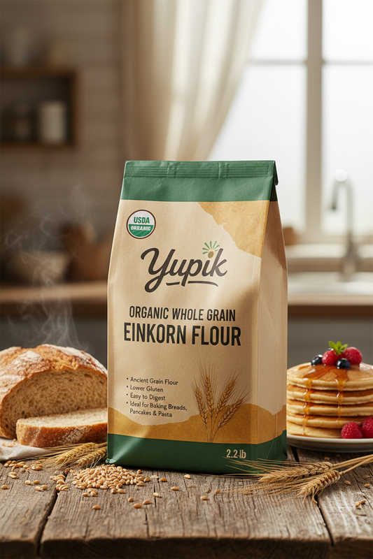 https://farmorganic.shop/products/yupik-organic-whole-grain-einkorn-flour-2-2-lb-usda-certified-ancient-grain-flour-lower-gluten-easy-to-digest-ideal-for-baking-breads-pancakes-pasta